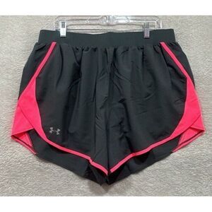 UNDER ARMOUR "HEAT‎ GEAR" WOMENS WOVEN TRAINING SHORTS (XL) NWT GRAY/PINK